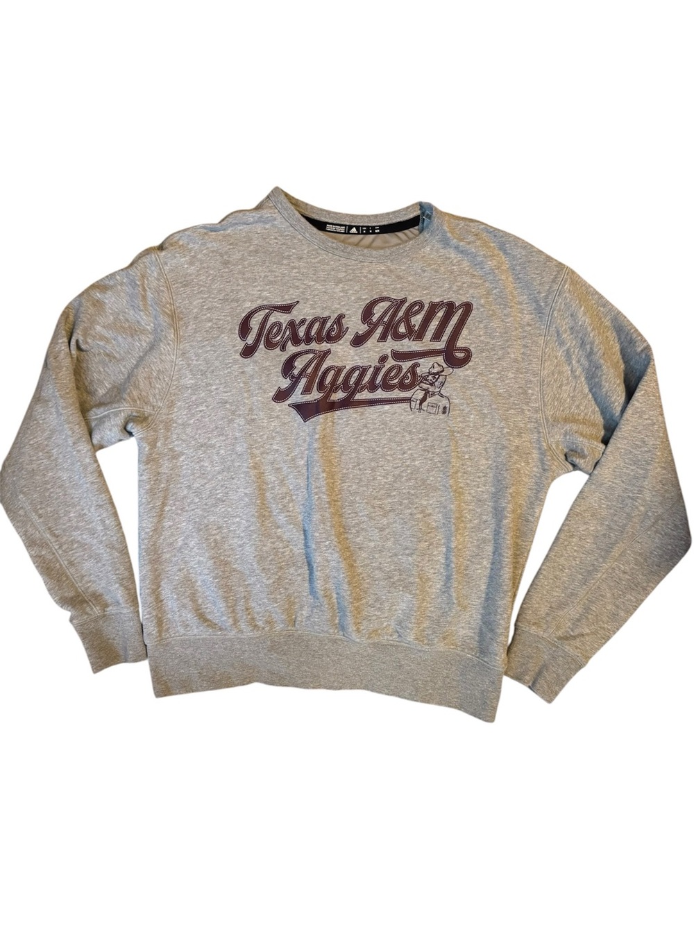 Adidas Texas A&M Aggies Crewneck Sweatshirt Heather Grey Maroon Medium M